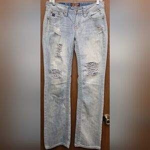 Cowgirl Up Light Blue Distressed Boot Cut Jeans for Women